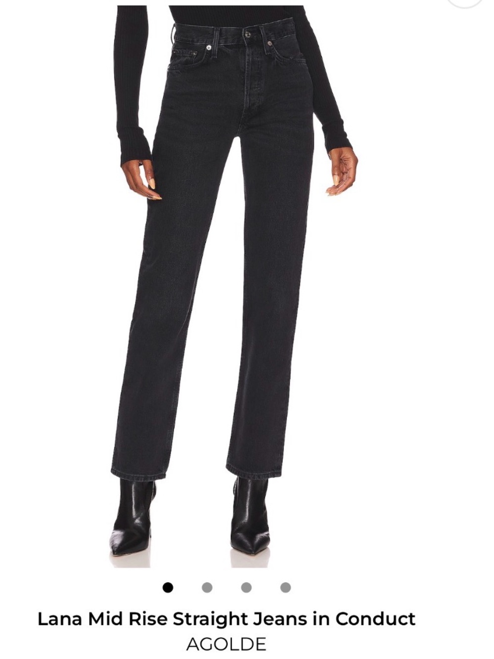 Like New, AGOLDE Lana Mid-Rise Straight Jeans in Conduct (Black), size 27